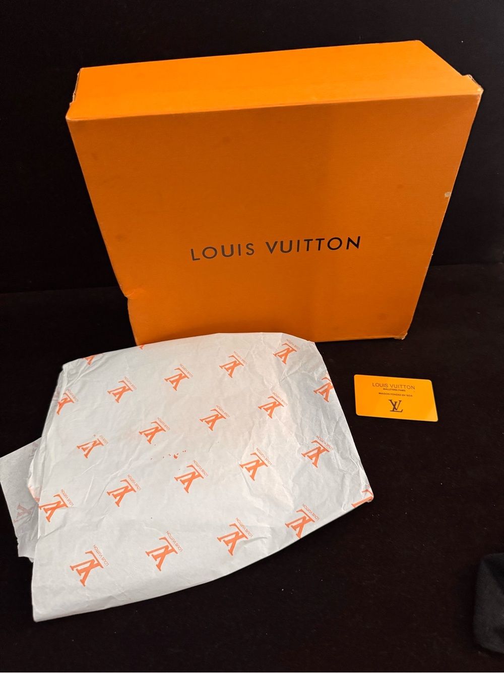 Louis Vuitton Orange Box with Branded Tissue and Card